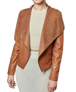 womens-open-front-brown-faux-leather-blazer-jacket