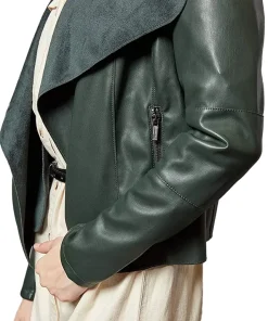 womens-open-front-green-faux-leather-blazer-jacket