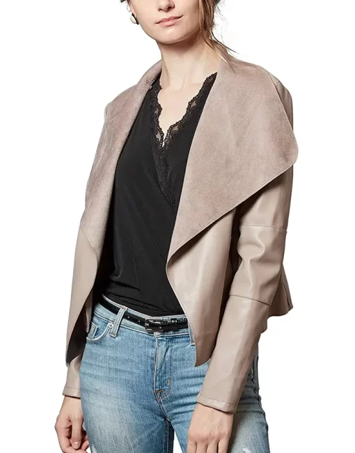 womens-open-front-khaki-faux-leather-blazer-jacket