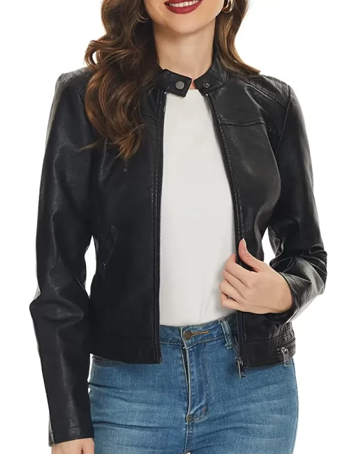 womens-snap-button-collar-black-faux-leather-jacket