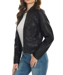 womens-snap-button-collar-black-faux-leather-jacket