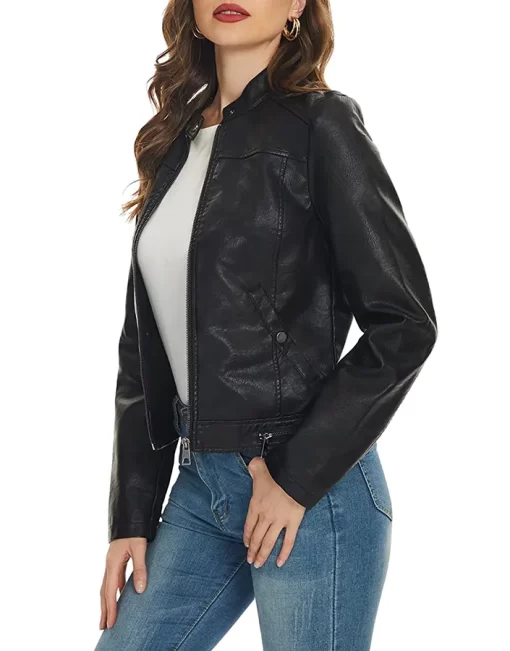 womens-snap-button-collar-black-faux-leather-jacket