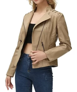 womens-string-quilted-shoulder-khaki-faux-leather-jacket