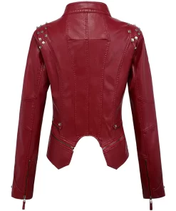 womens-studded-maroon-faux-leather-biker-jacket