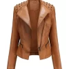 womens-studded-shoulder-brown-faux-leather-jacket