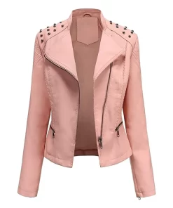 womens-studded-shoulder-pink-faux-leather-jacket