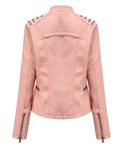 womens-studded-shoulder-pink-faux-leather-jacket