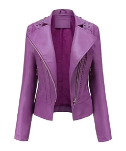 womens-studded-shoulder-purple-faux-leather-jacket