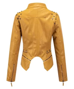 womens-studded-yellow-faux-leather-biker-jacket
