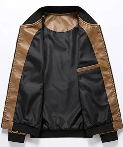 mens-cargo-pockets-brown-faux-leather-bomber-jacket
