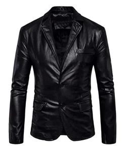 mens-slim-fit-elegant-black-faux-leather-blazer
