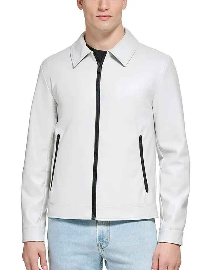 Men’s White Shirt Collar Faux Leather Jacket-1 mens-white-shirt-collar-faux-leather-jacket