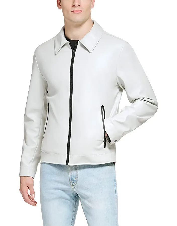 Men’s White Shirt Collar Faux Leather Jacket-2 mens-white-shirt-collar-faux-leather-jacket