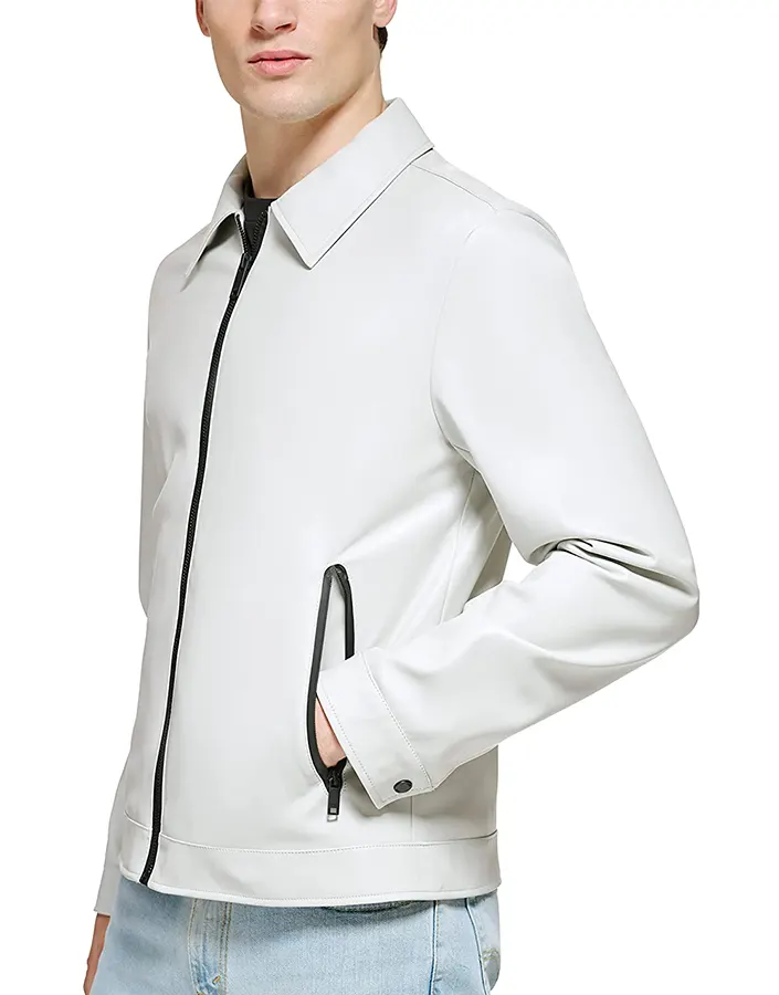 Men’s White Shirt Collar Faux Leather Jacket-4 mens-white-shirt-collar-faux-leather-jacket