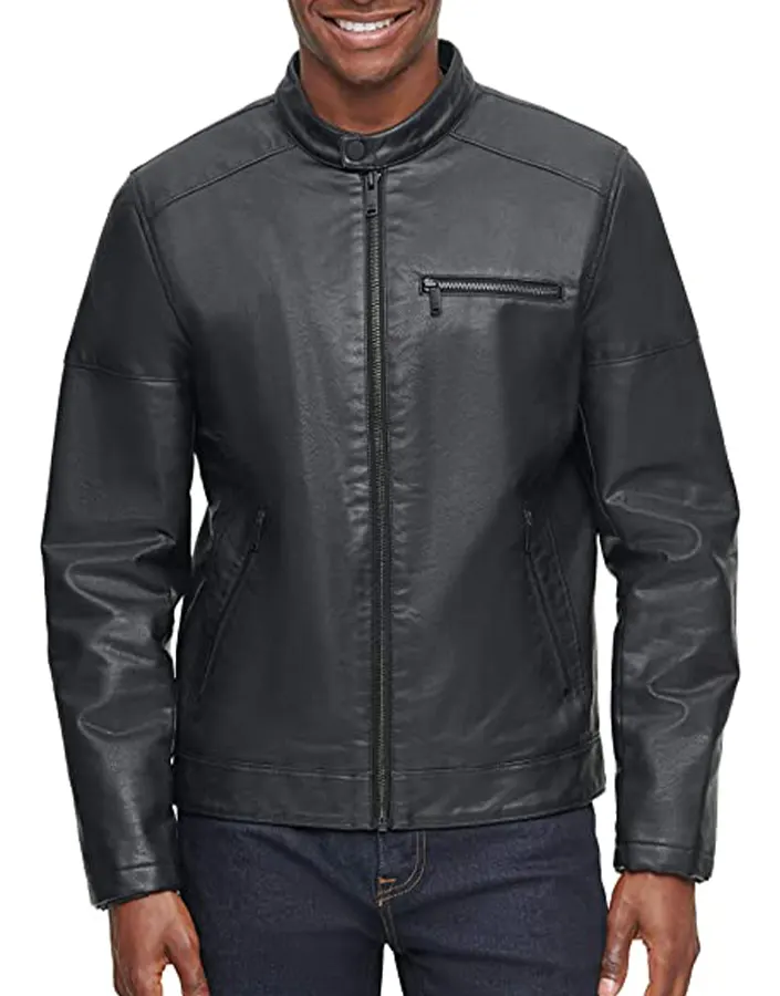 mens-banded-collar-black-faux-leather-racer-jacket-2 mens-banded-collar-black-faux-leather-racer-jacket