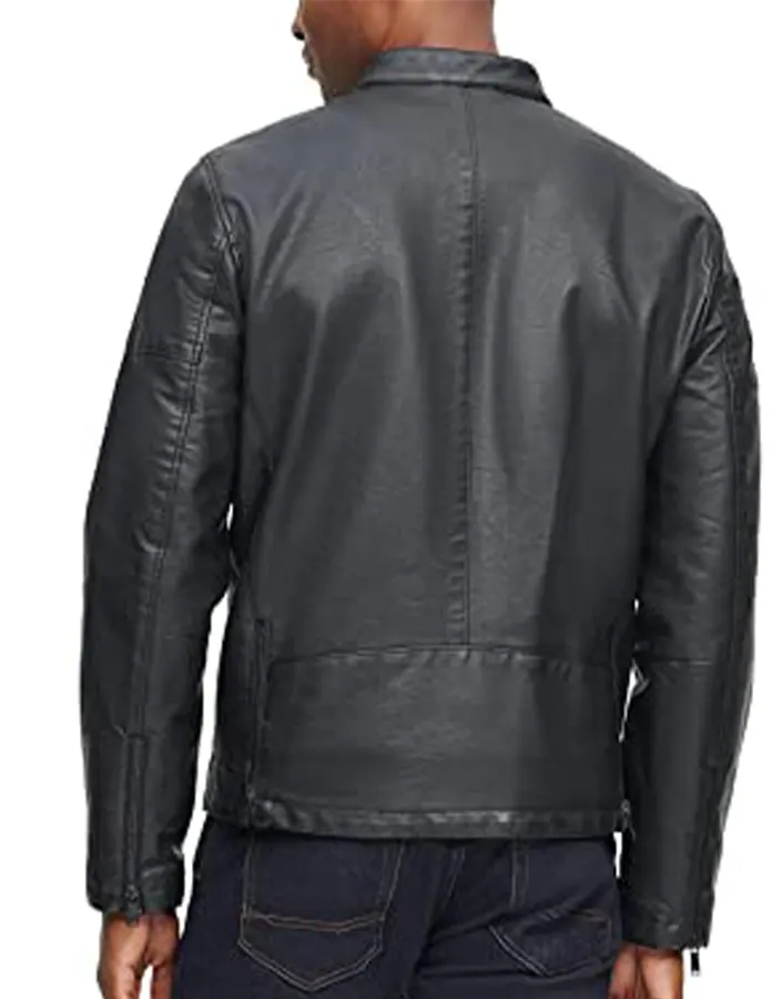 mens-banded-collar-black-faux-leather-racer-jacket-5 mens-banded-collar-black-faux-leather-racer-jacket