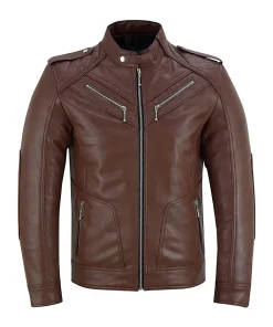 mens-brown-biker-slim-fit-faux-leather-jacket