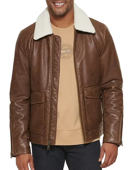 mens-brown-faux-leather-moto-jacket-with-sherpa-collar