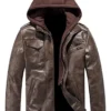 mens-brown-faux-leather-zip-up-bomber-jacket