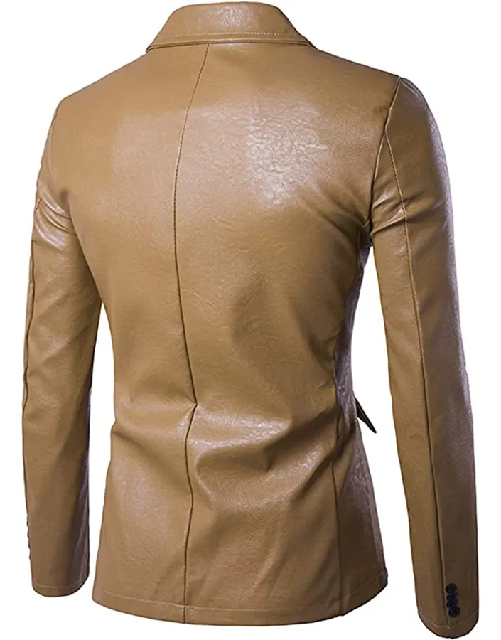 mens-casual-slim-fit-faux-leather-khaki-brown-blazer-2 mens-casual-slim-fit-faux-leather-khaki-brown-blazer