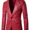 mens-casual-slim-fit-faux-leather-red-blazer