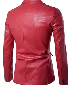 mens-casual-slim-fit-faux-leather-red-blazer
