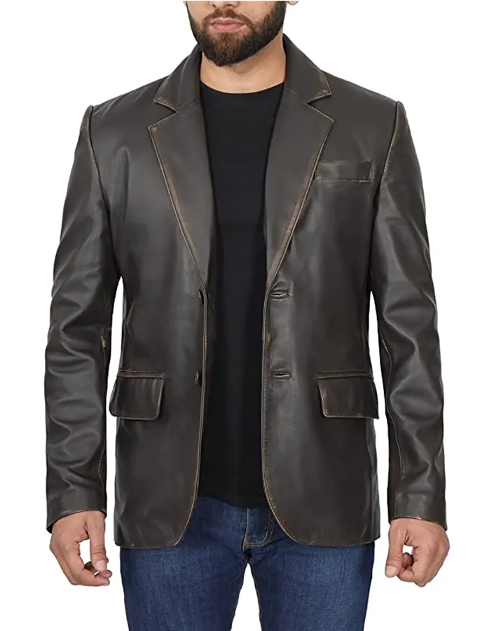 mens-chocolate-brown-faux-leather-blazer-2 mens-chocolate-brown-faux-leather-blazer