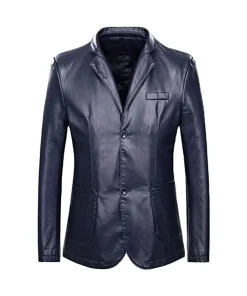 mens-classic-notch-lapel-collar-navy-blue-faux-leather-blazer