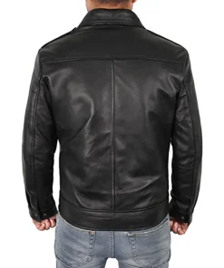 mens-classic-shirt-collar-black-faux-leather-jacket