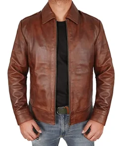 mens-classic-shirt-collar-brown-faux-leather-jacket