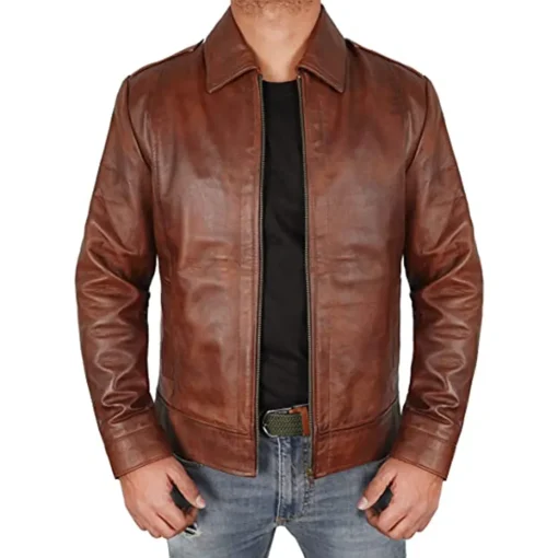 mens-classic-shirt-collar-brown-faux-leather-jacket