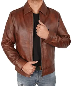 mens-classic-shirt-collar-brown-faux-leather-jacket