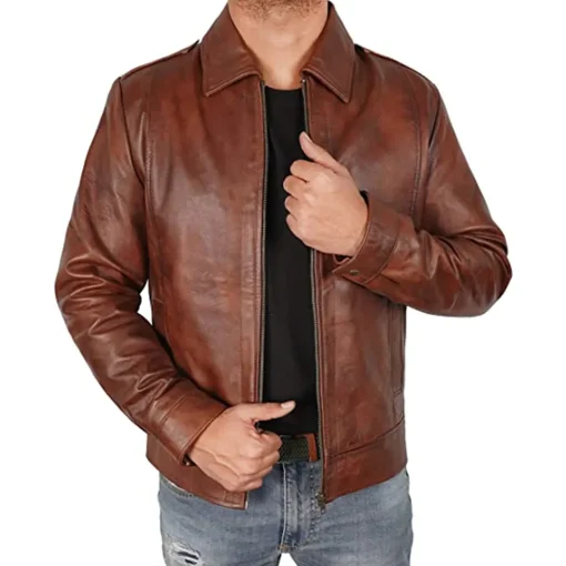 mens-classic-shirt-collar-brown-faux-leather-jacket