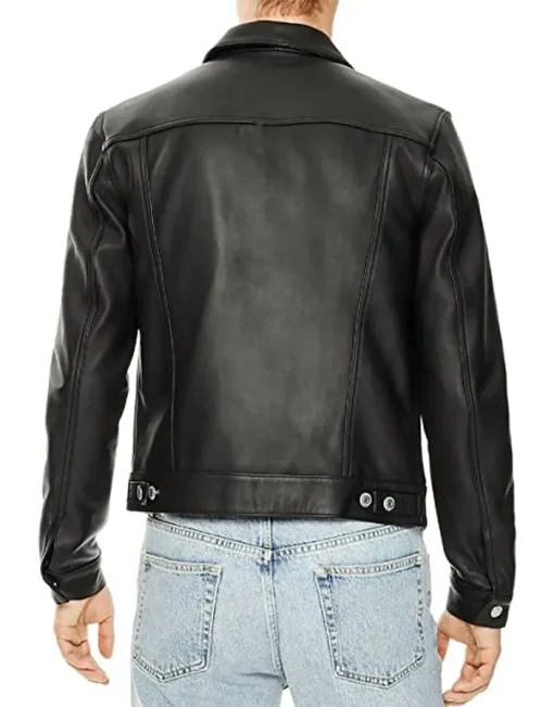 mens-classic-slim-fit-black-faux-leather-trucker-jacket