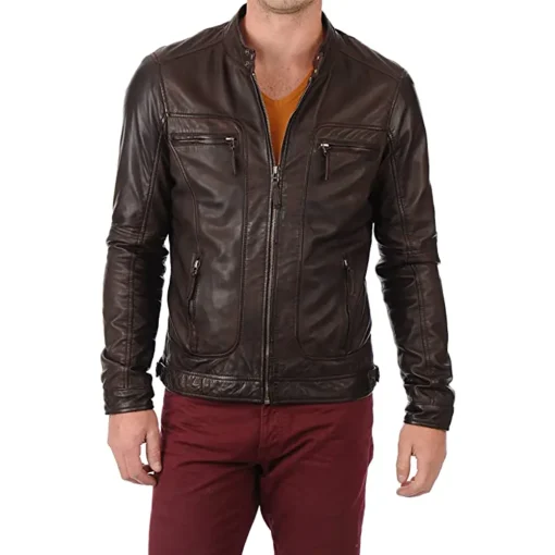 mens-dark-brown-faux-leather-moto-biker-jacket