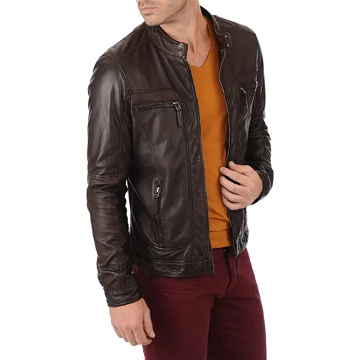 mens-dark-brown-faux-leather-moto-biker-jacket