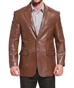 mens-dark-brown-faux-leather-sports-blazer
