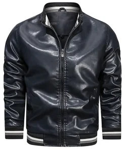 mens-faux-leather-black-bomber-jacket