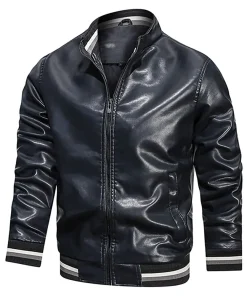 mens-faux-leather-black-bomber-jacket