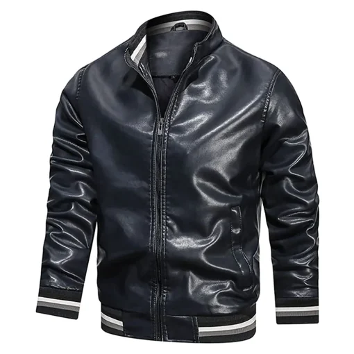 mens-faux-leather-black-bomber-jacket