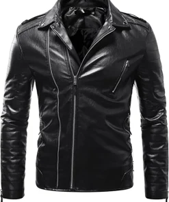 mens-lapel-collar-black-faux-leather-slim-fit-jacket
