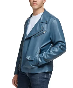 mens-lapel-collar-blue-faux-leather-motorcycle-jacket