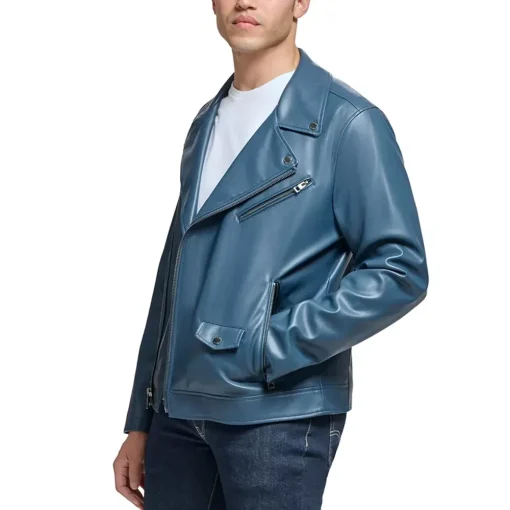 mens-lapel-collar-blue-faux-leather-motorcycle-jacket