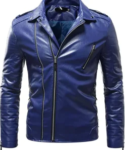 mens-lapel-collar-blue-faux-leather-slim-fit-jacket