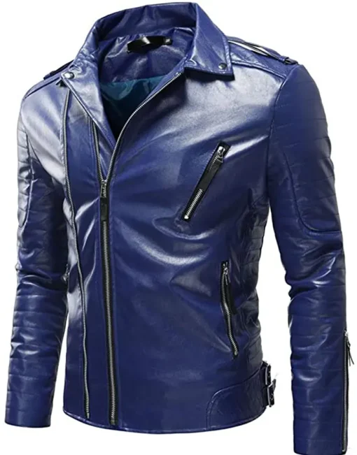 mens-lapel-collar-blue-faux-leather-slim-fit-jacket