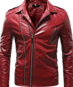 mens-lapel-collar-red-faux-leather-slim-fit-jacket