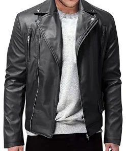 mens-long-sleeve-faux-leather-black-jacket