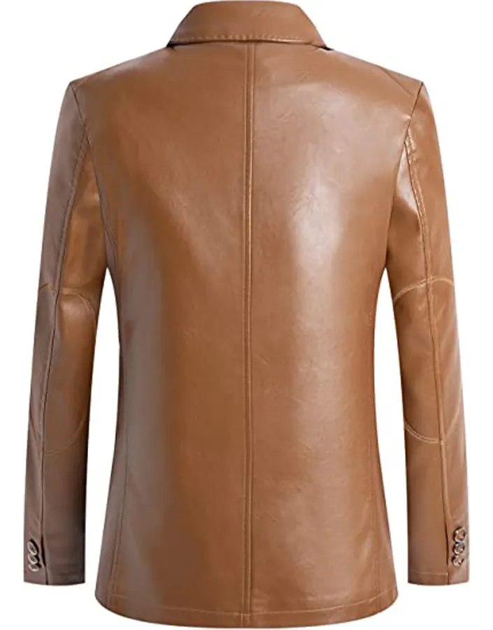 mens-notched-collar-brown-faux-leather-blazer-3 mens-notched-collar-brown-faux-leather-blazer