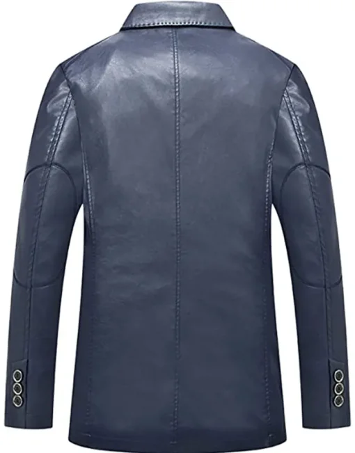 mens-notched-collar-navy-blue-faux-leather-blazer