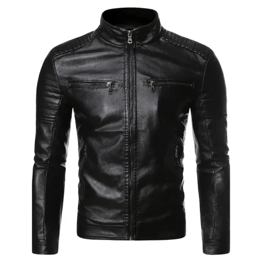 mens-padded-shoulder-black-faux-leather-jacket